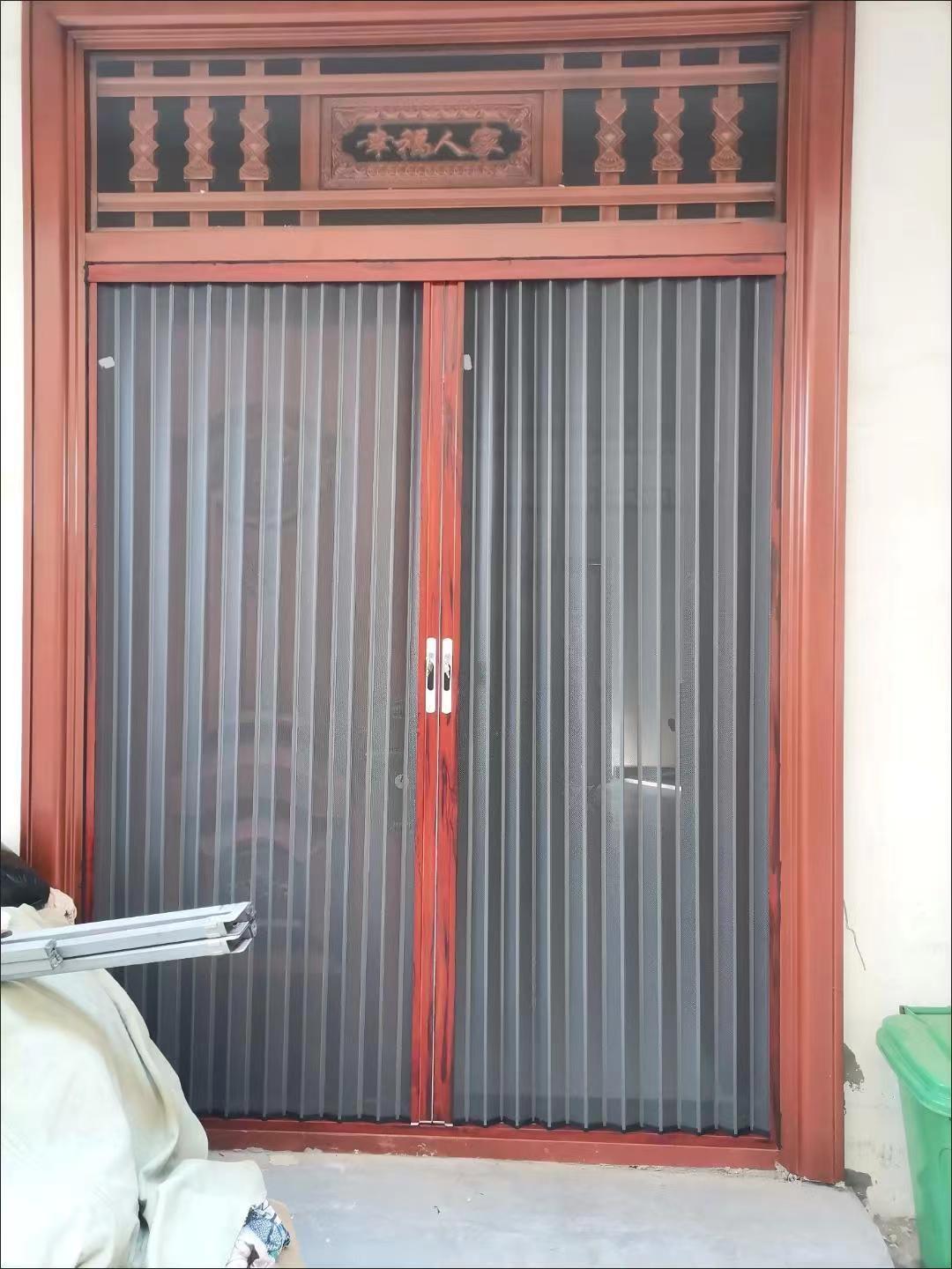 金刚网折叠纱门防蚊防猫狗老鼠带锁防盗伸缩推拉式铝合金入户纱门(图20)