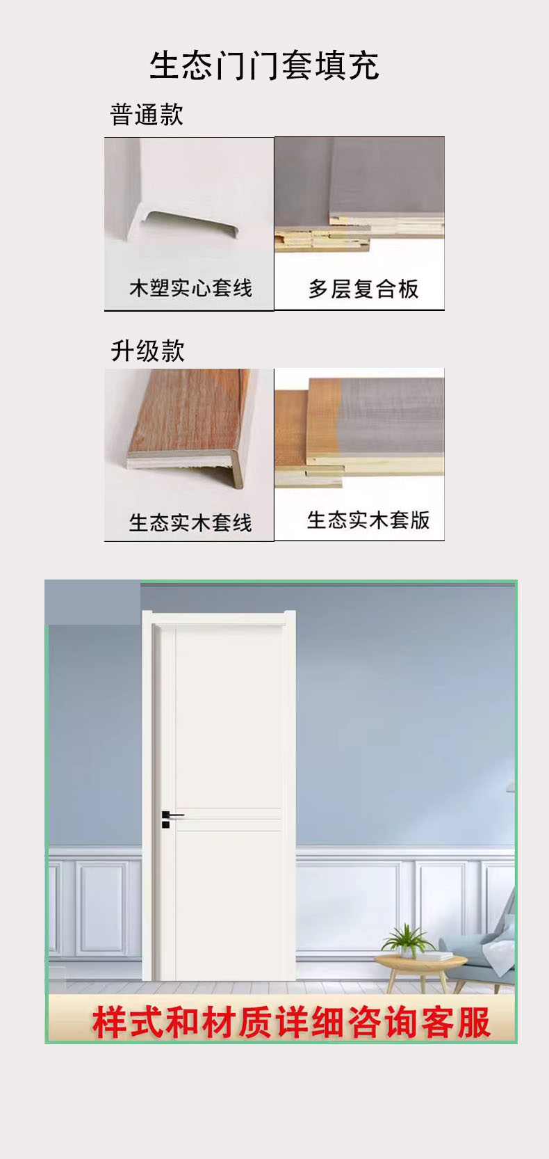 现货室内门卧室门套装门实木复合家用房间门免漆门生态门碳晶安装(图12)