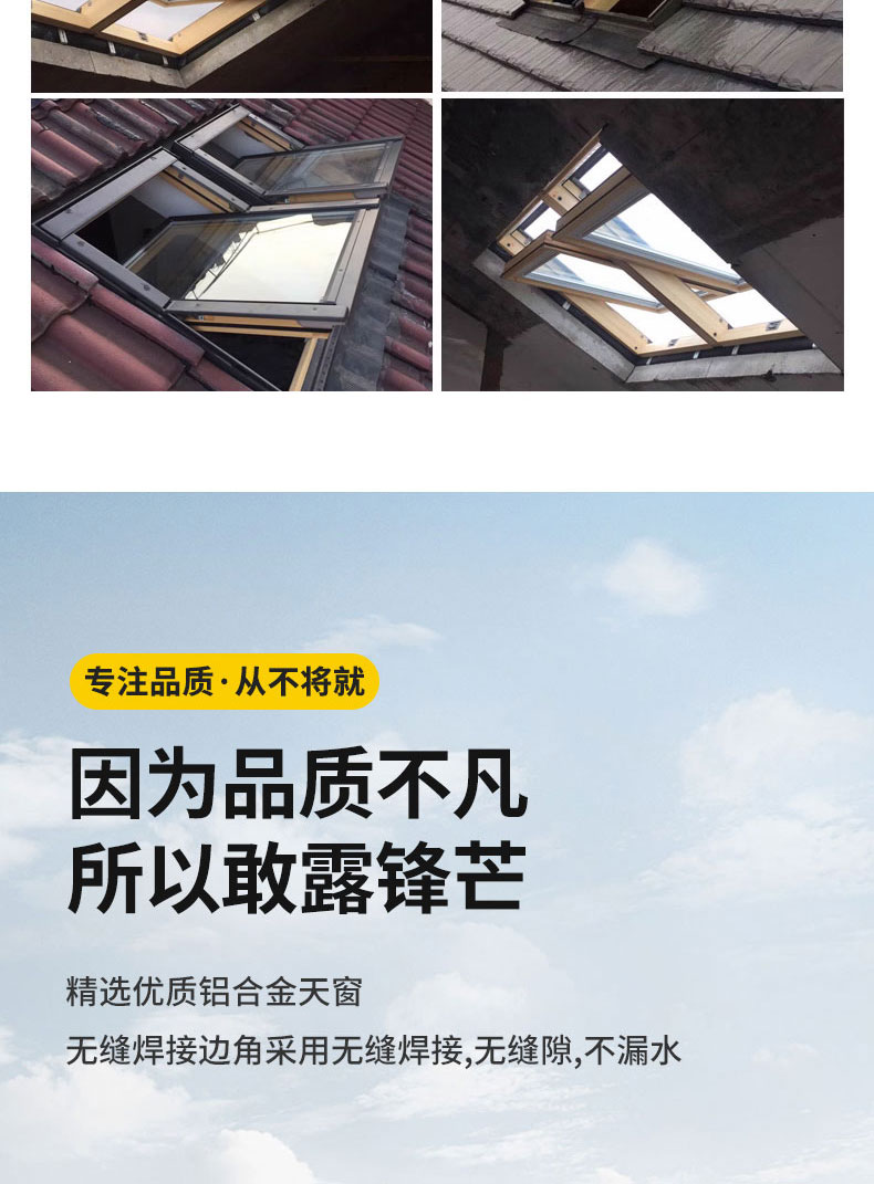 阁楼开天窗 斜屋顶天窗 铝木铝合金 手动电动采光窗 老虎窗阳台窗(图3)