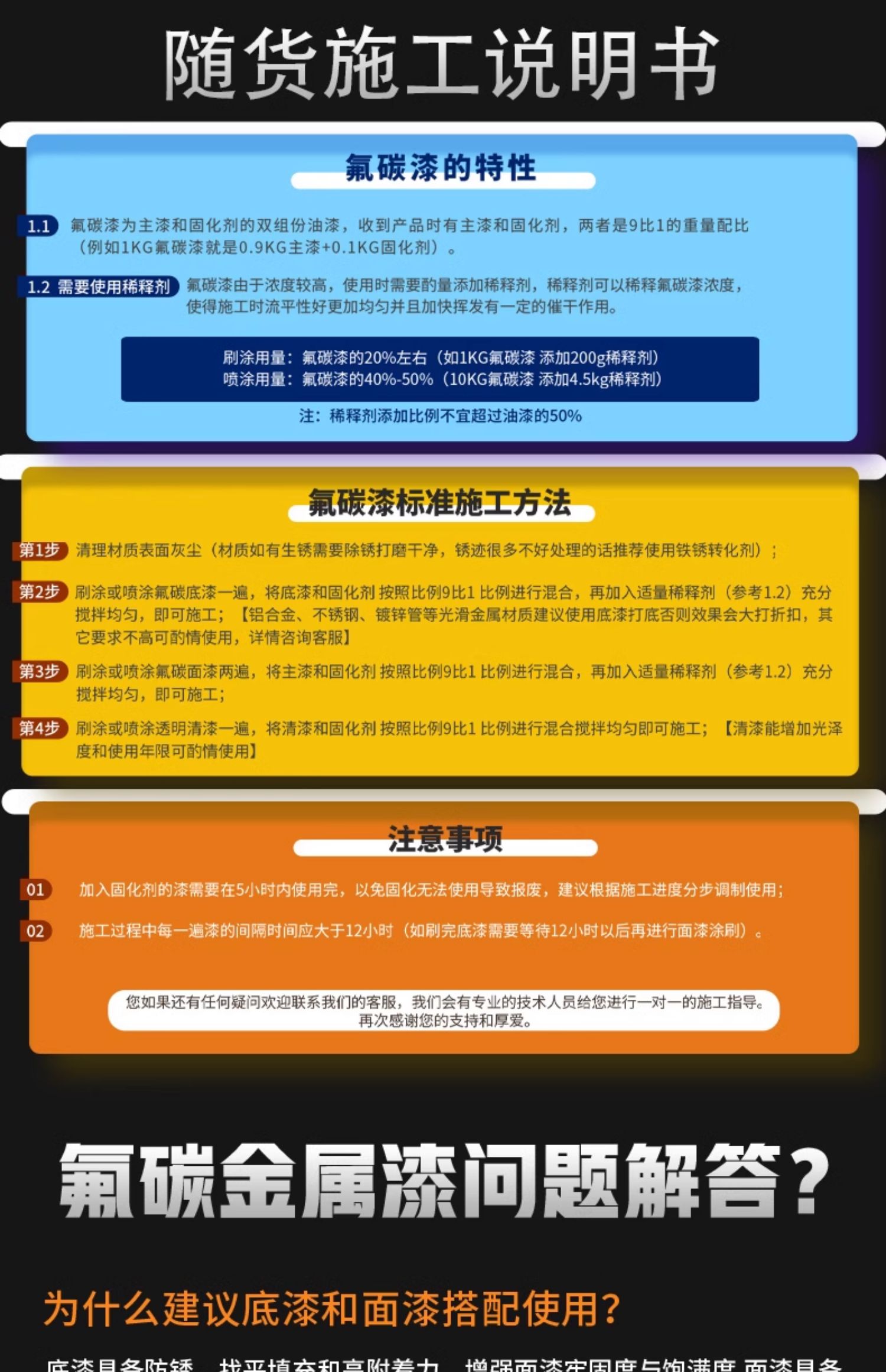 氟碳漆金属漆户外防锈漆防腐栏杆铁门不锈钢镀锌管黑金色专用油漆(图24)