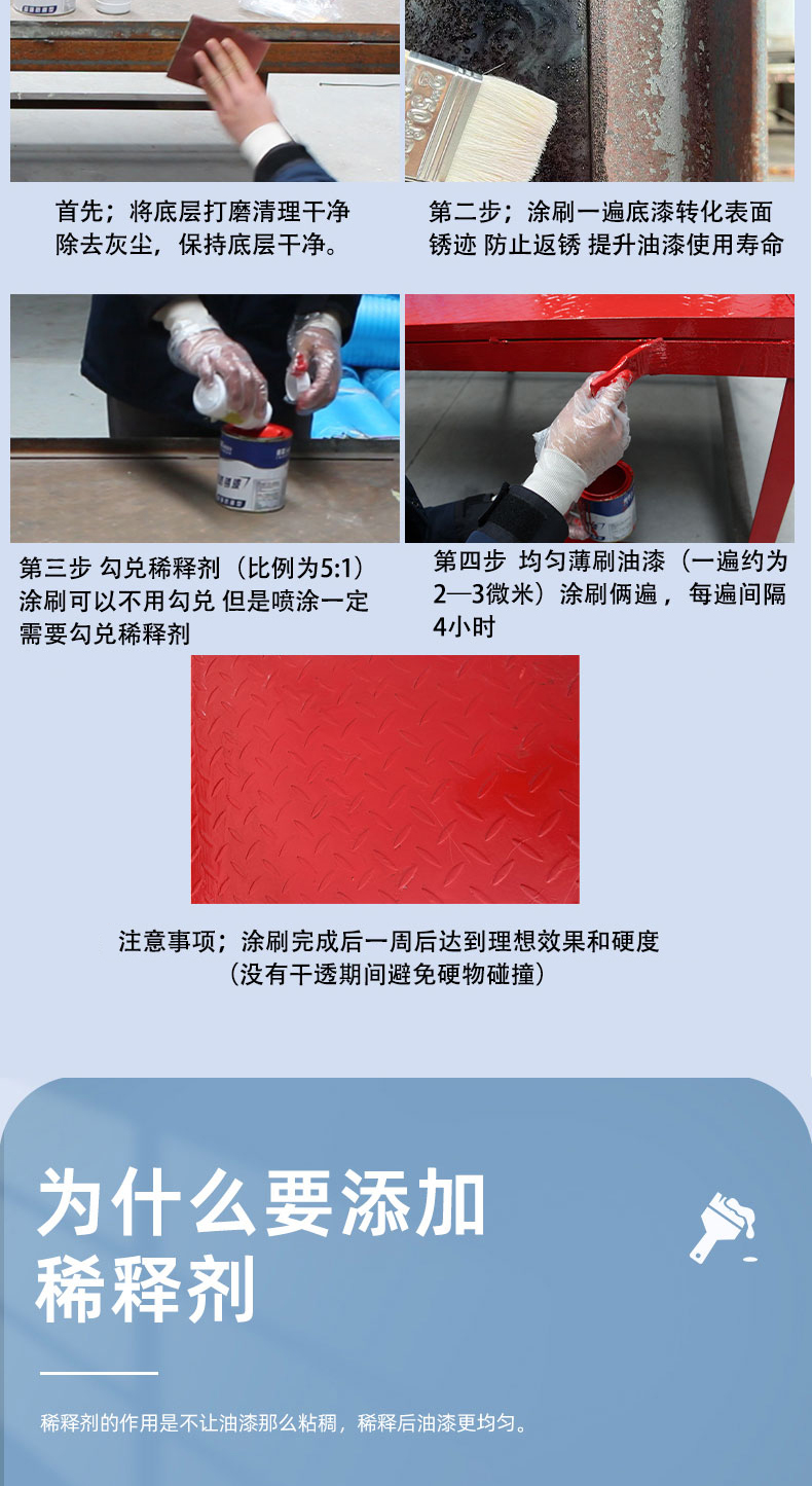 防锈漆金属漆铁用防腐免除锈家用油漆户外彩钢瓦门翻新银粉漆黑色(图9)