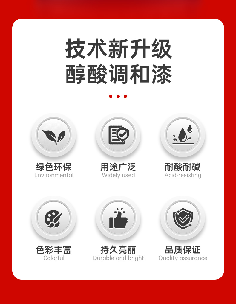 一力平光醇酸漆调和漆金属漆工业油漆翻新防腐铁红防锈漆油性黑色(图5)
