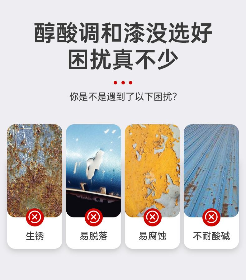 一力平光醇酸漆调和漆金属漆工业油漆翻新防腐铁红防锈漆油性黑色(图6)