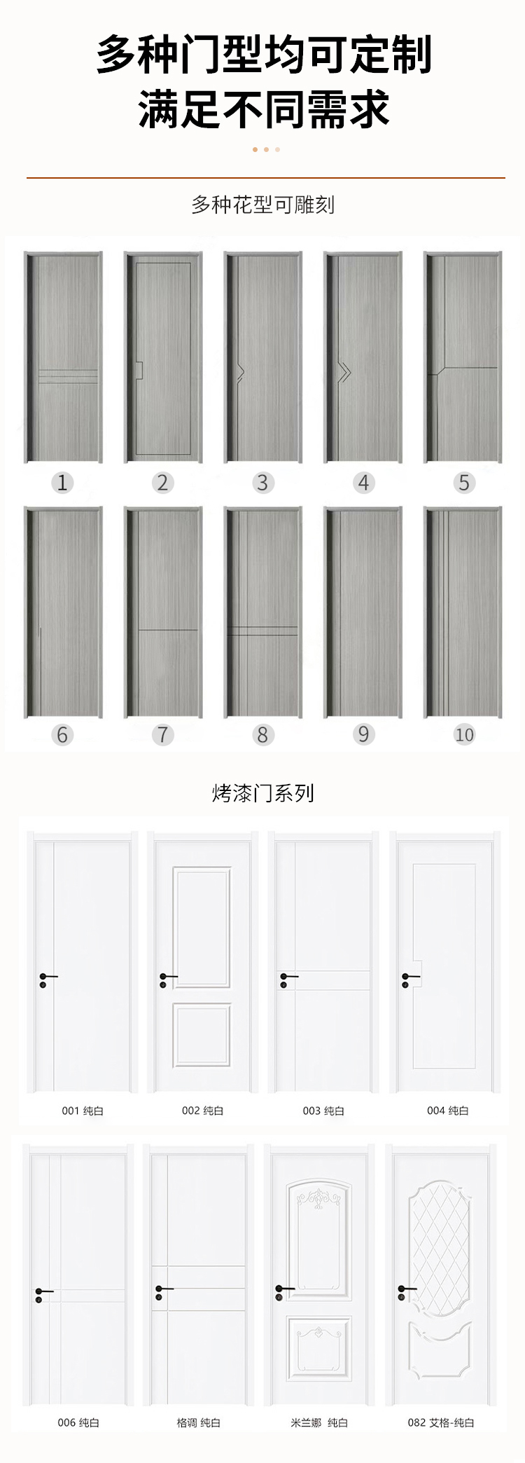 无漆门实木门现代房间门木门现代风室内门镶嵌套装门卧室门隔音门(图14)