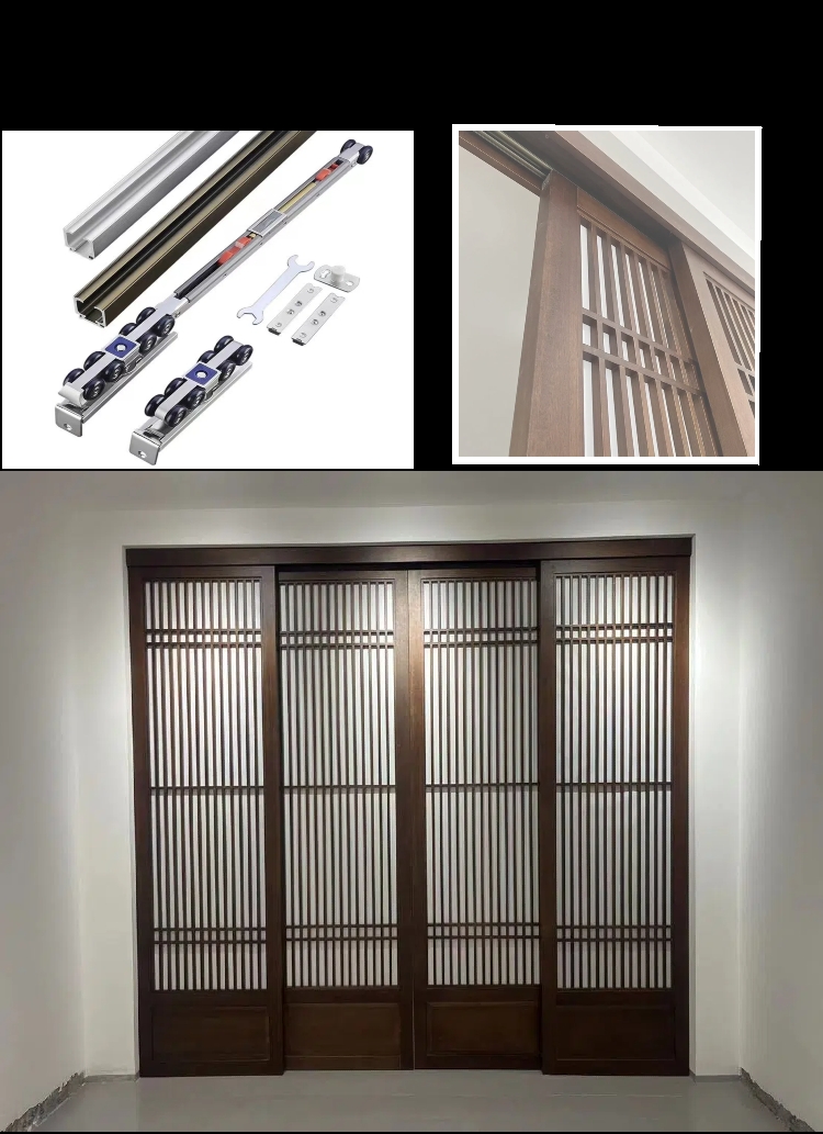 中式日式实木胡挑木推拉门隔断屏风格栅移门吊轨客厅卧室阳台厨房(图3)