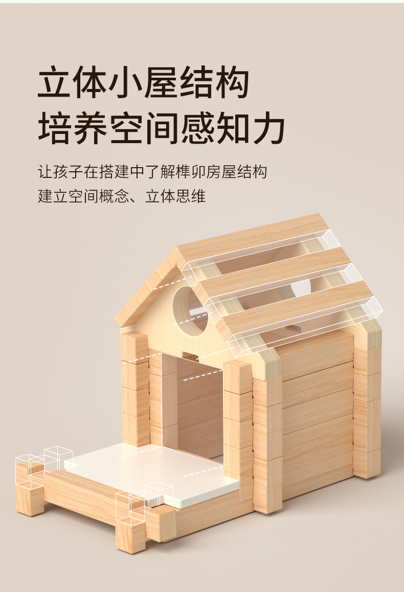鲁班榫卯积木拼搭建筑师房子儿童益智力礼物亲子早教木制玩具礼物(图5)