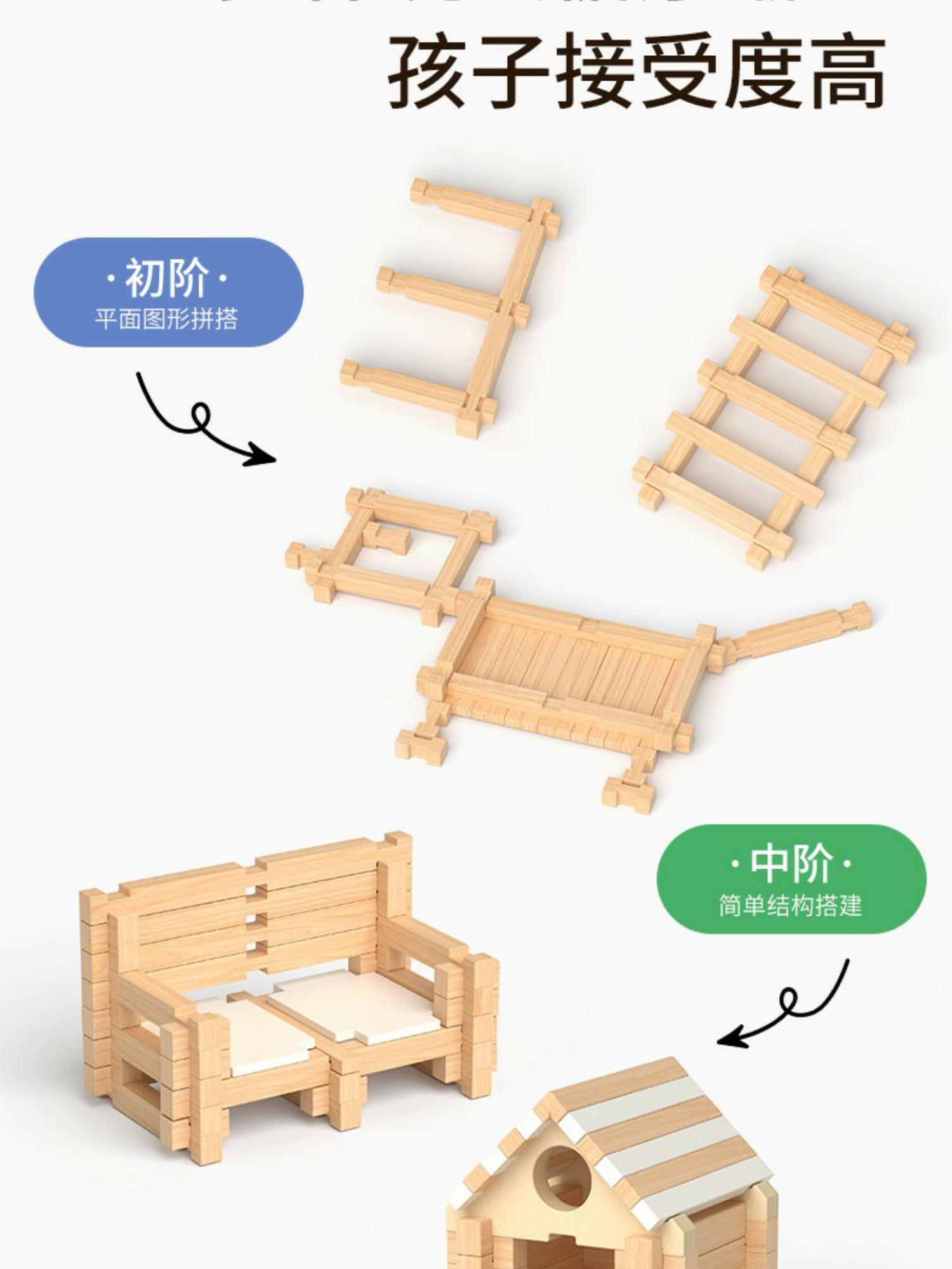 生日礼物鲁班儿童榫卯积木3d立体拼图益智玩具男孩子拼装木头房子(图10)