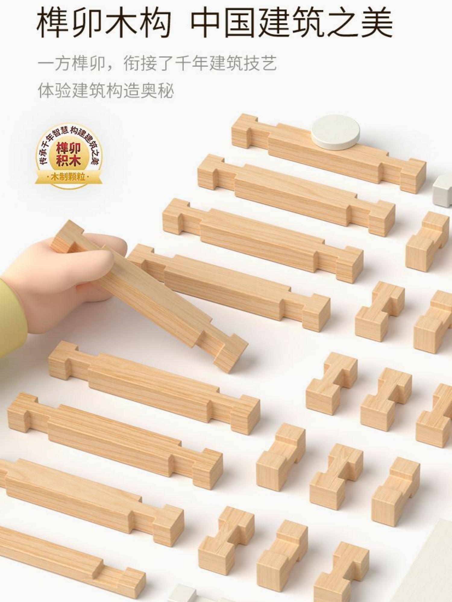 生日礼物鲁班儿童榫卯积木3d立体拼图益智玩具男孩子拼装木头房子(图6)