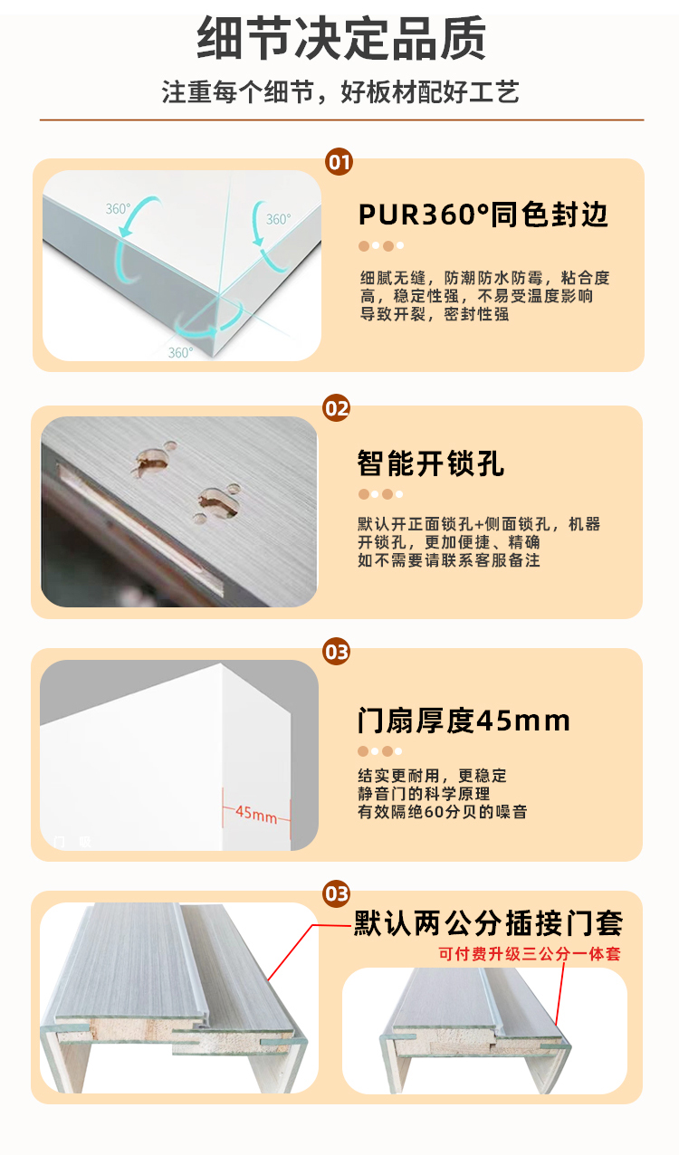 无漆门实木门现代房间门木门现代风室内门镶嵌套装门卧室门隔音门(图5)