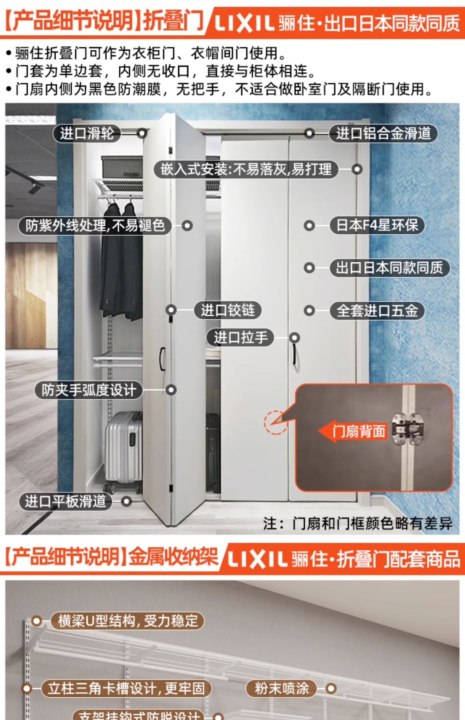 骊住CR金属收纳架置物架衣柜定制折叠门现代简约衣帽间改造储物间(图20)