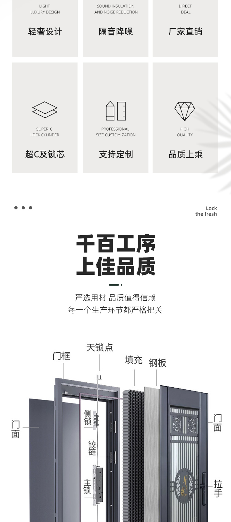 304不锈钢门单门高端韩式门通风门中门家用防盗门入户门厂家定制(图3)