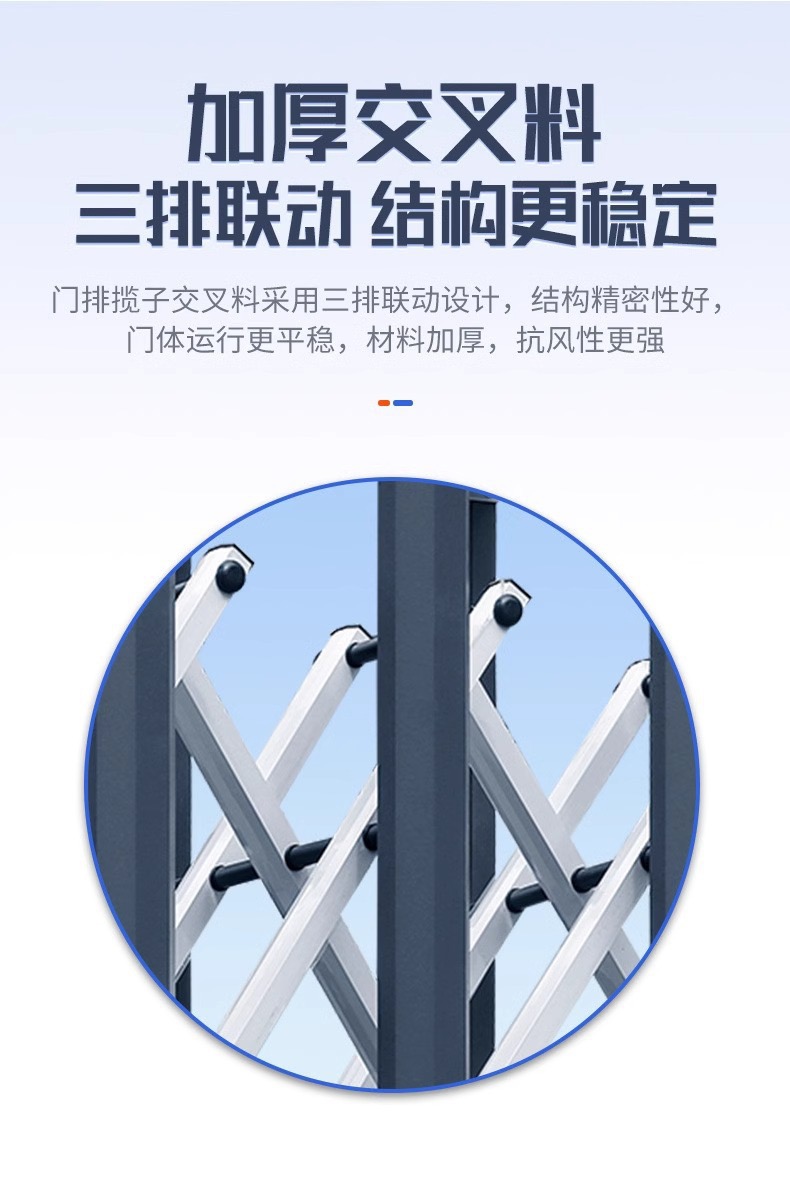 不锈钢电动伸缩门无轨平移铝合金大门工厂小区推拉门工厂大门(图4)