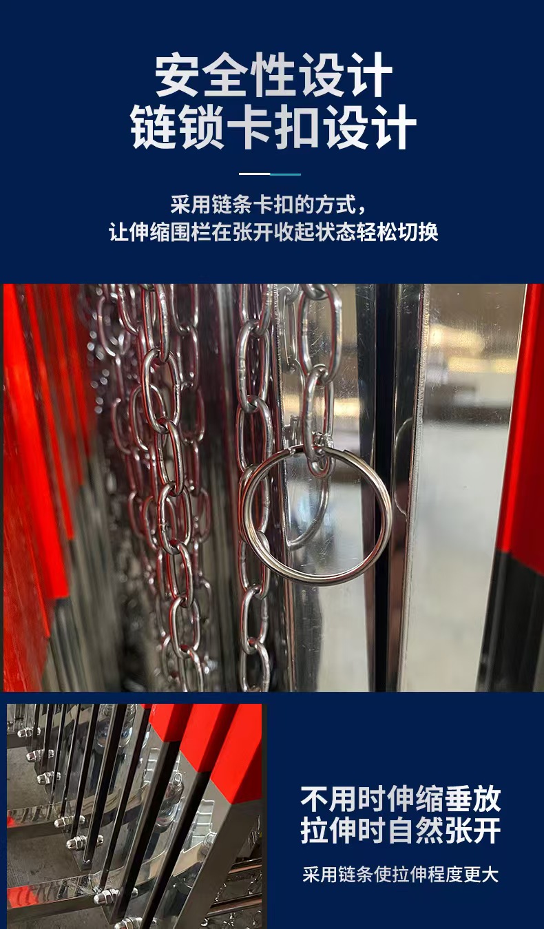 不锈钢手动推拉门伸缩门移动折叠门收缩路障道路隔离围栏大门护栏(图4)