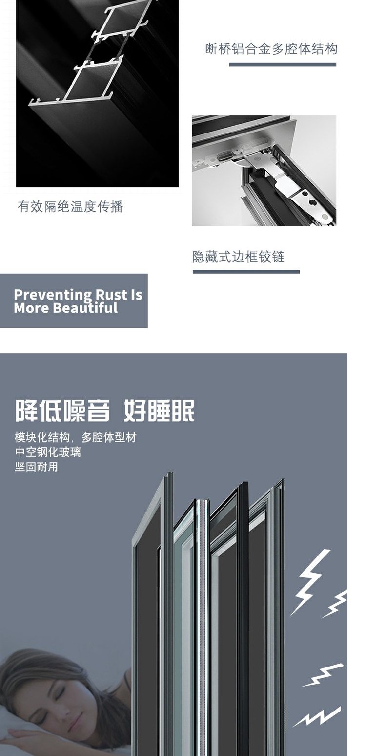 苏州断桥铝合金系统门窗封阳台露台推拉平开隔音隔热落地窗户定制(图4)