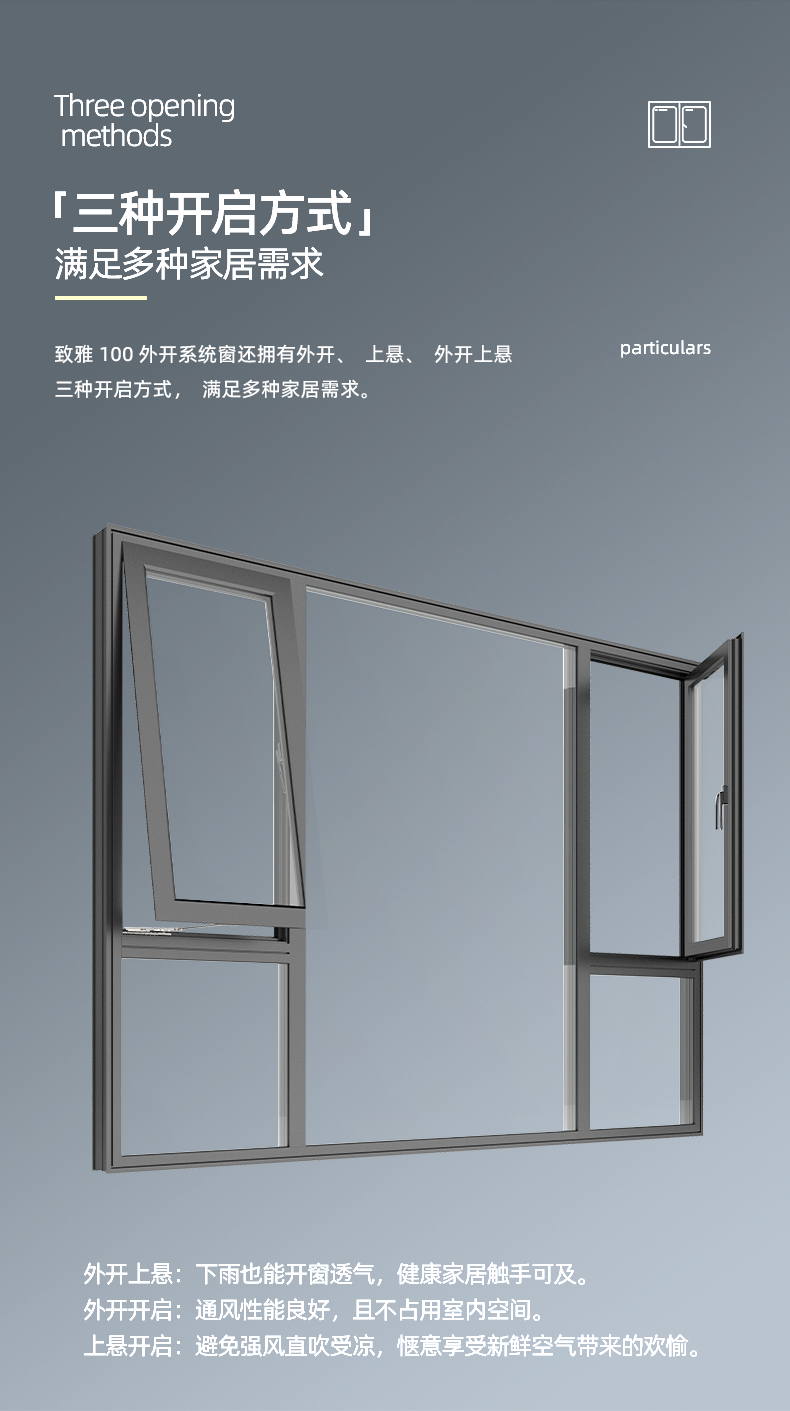 新豪轩致雅100系统窗断桥铝门窗封阳台封窗户定制铝合金隔音窗户(图5)