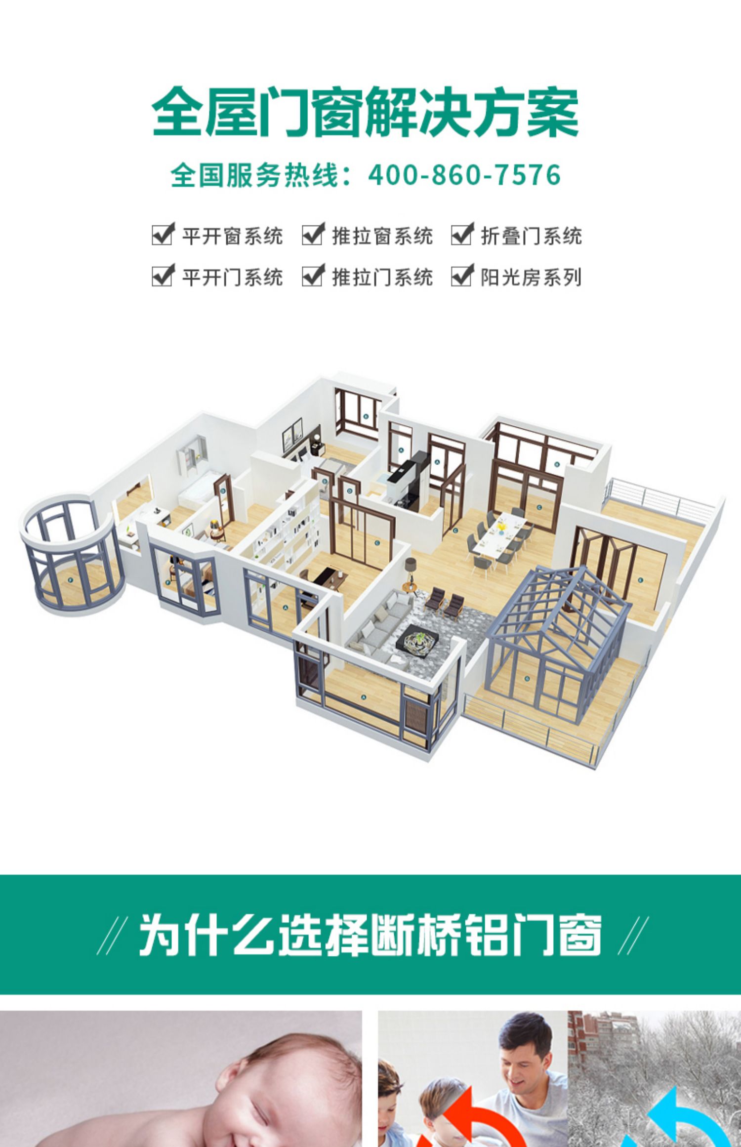 酷泰断桥铝门窗定制封阳台铝合金门窗落地隔音窗系统平开窗户成都(图3)