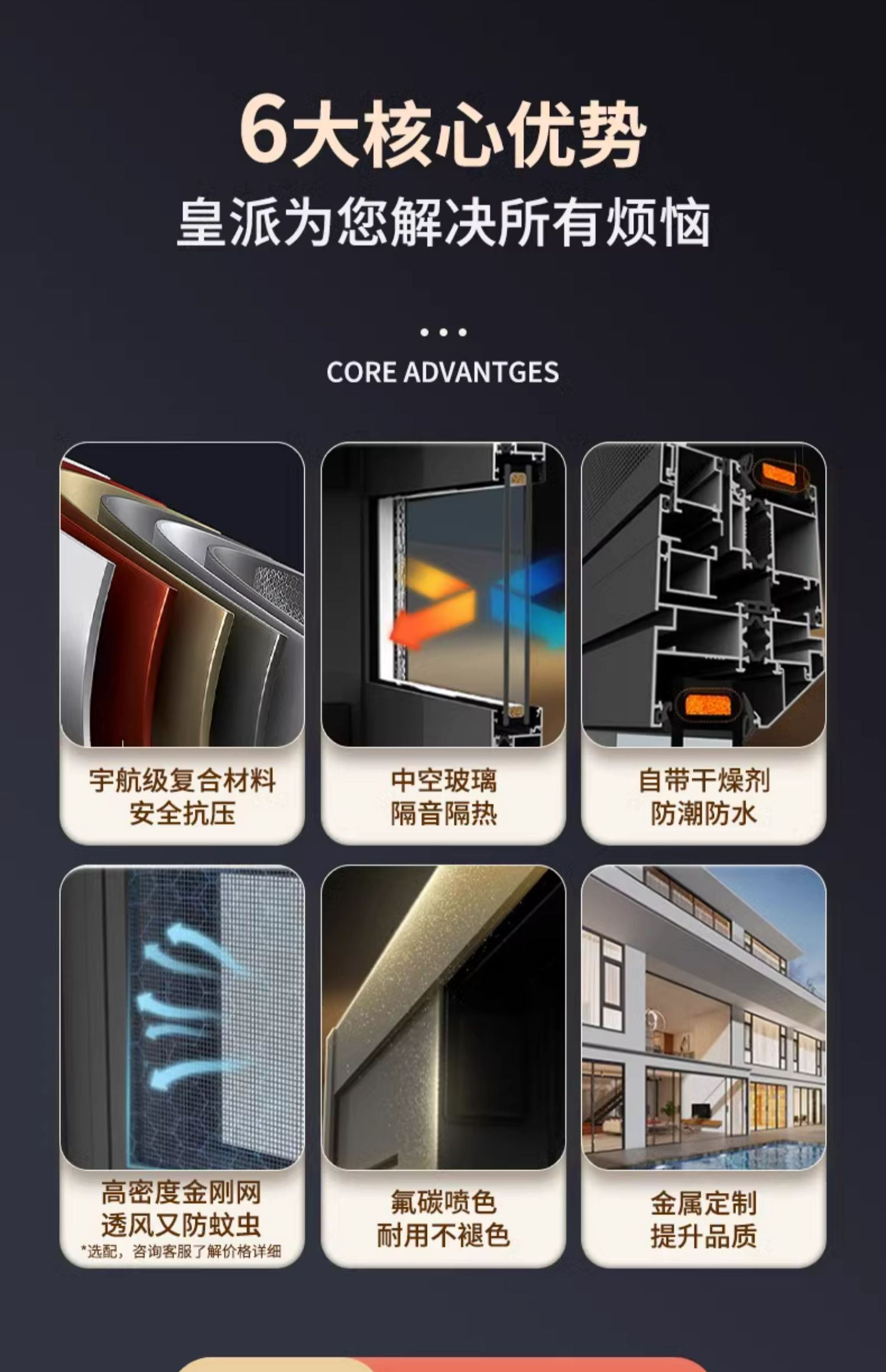 皇派断桥铝门窗封阳台 亚运100双内开平开窗 隔音窗户定制落地窗(图4)