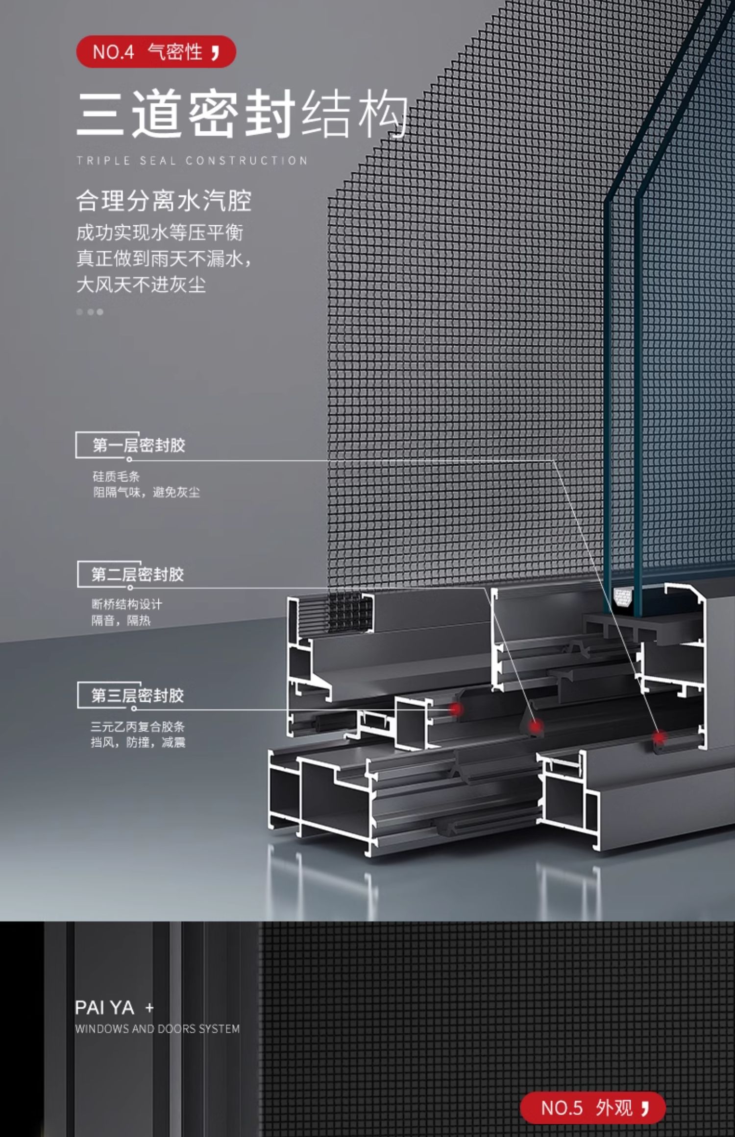 派雅门窗 湾景二代 窗纱外开窗断桥平开窗书房落地玻璃封阳台定制(图14)