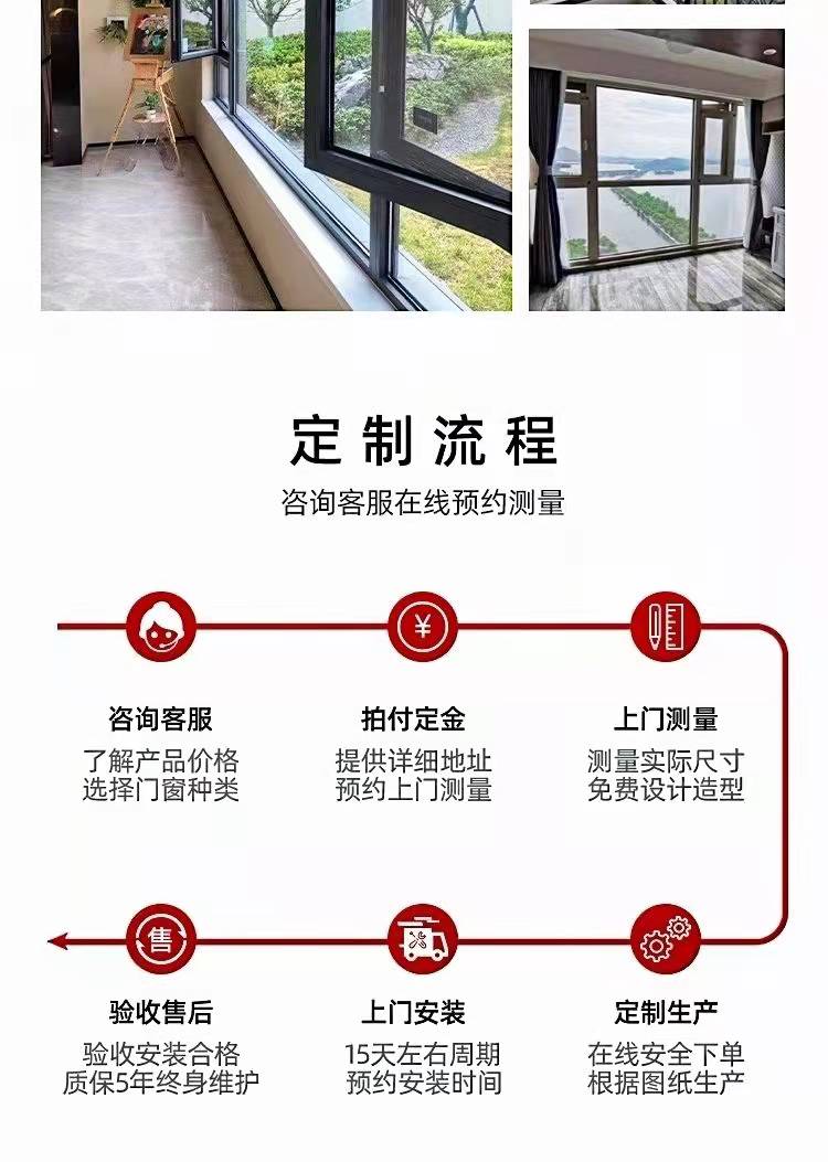 苏州厂家直销兴发铝材断桥铝系统门窗隔音窗封阳台窗纱一体推拉窗(图20)