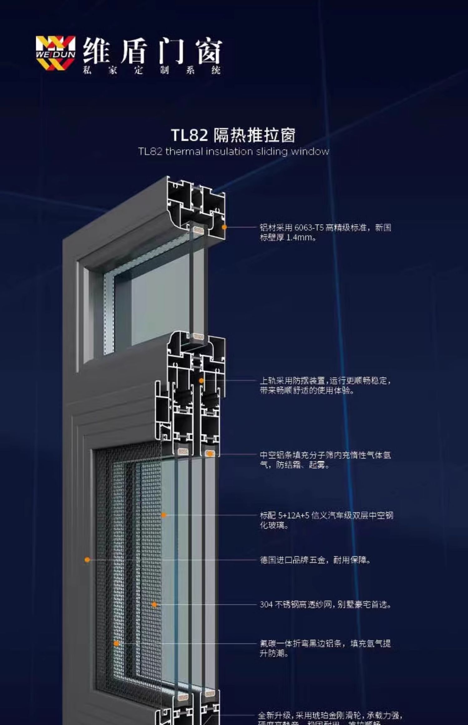 维盾断桥铝推拉窗平移窗封阳台铝合金窗户定做隔音窗落地窗(图12)