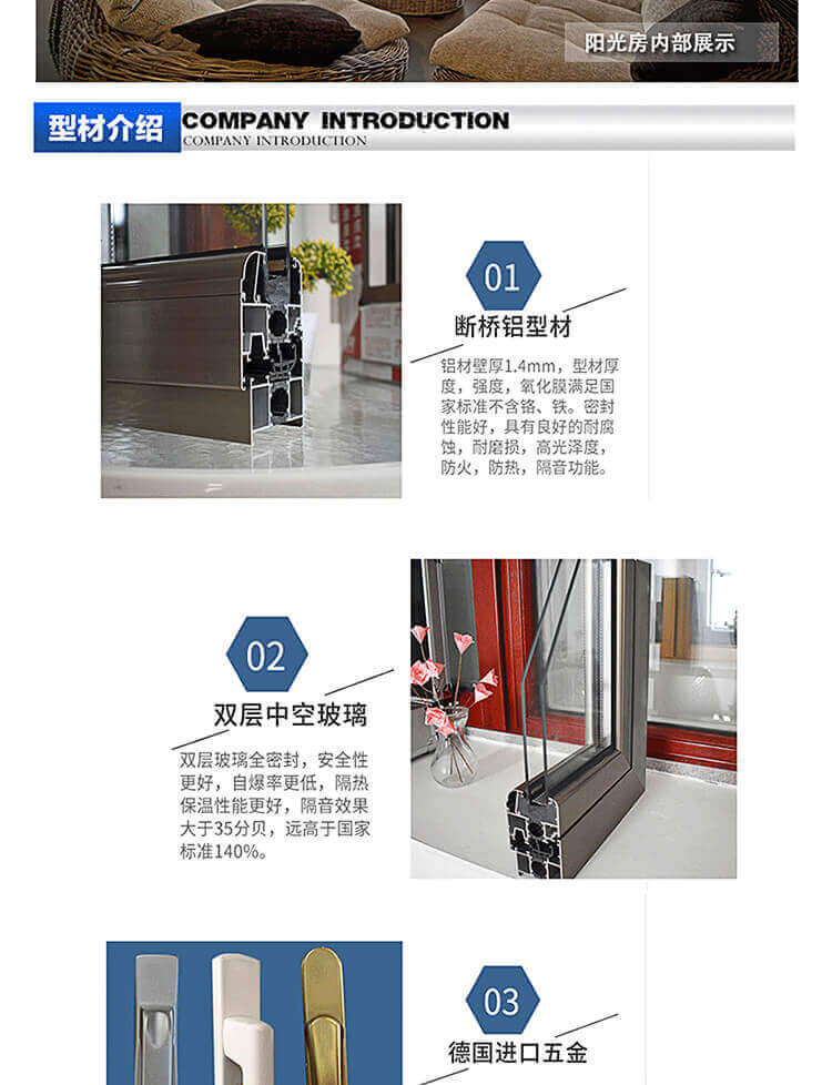 南京阳光房断桥铝合金门窗封阳台天井露台别墅幕墙钢化玻璃房定制(图15)