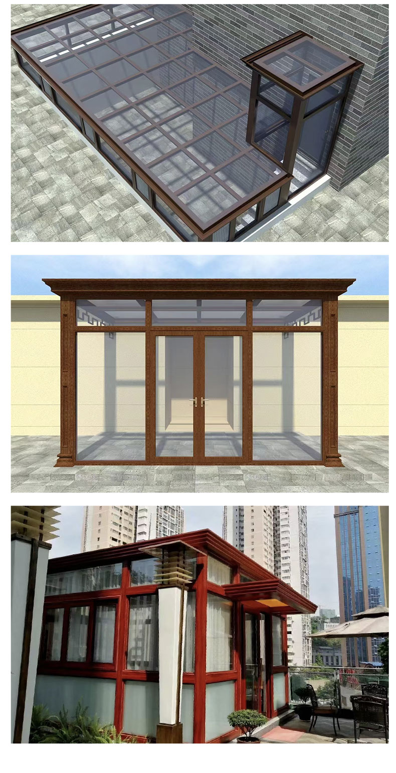 江浙沪阳光房断桥铝合金门窗庭院别墅露台花园幕墙钢化玻璃定制(图14)
