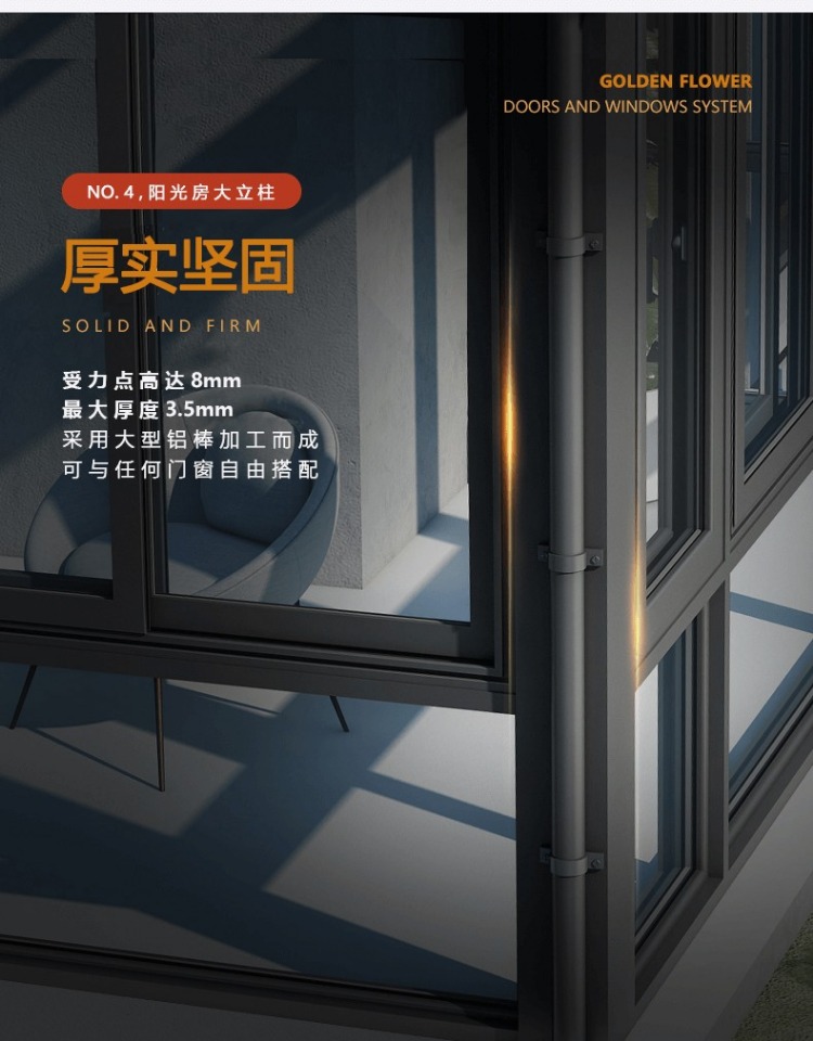 别墅铝合金玻璃房阳光房定制断桥铝门窗钢化玻璃阳台庭院露台雨棚(图12)