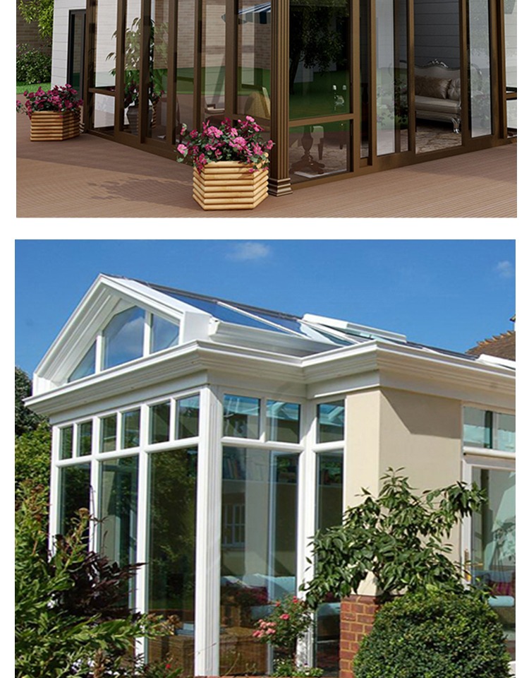 别墅铝合金玻璃房阳光房定制断桥铝门窗钢化玻璃阳台庭院露台雨棚(图18)