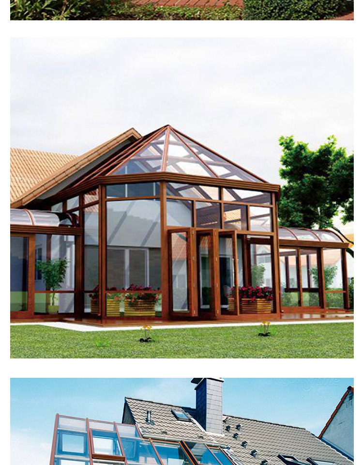 别墅铝合金玻璃房阳光房定制断桥铝门窗钢化玻璃阳台庭院露台雨棚(图19)