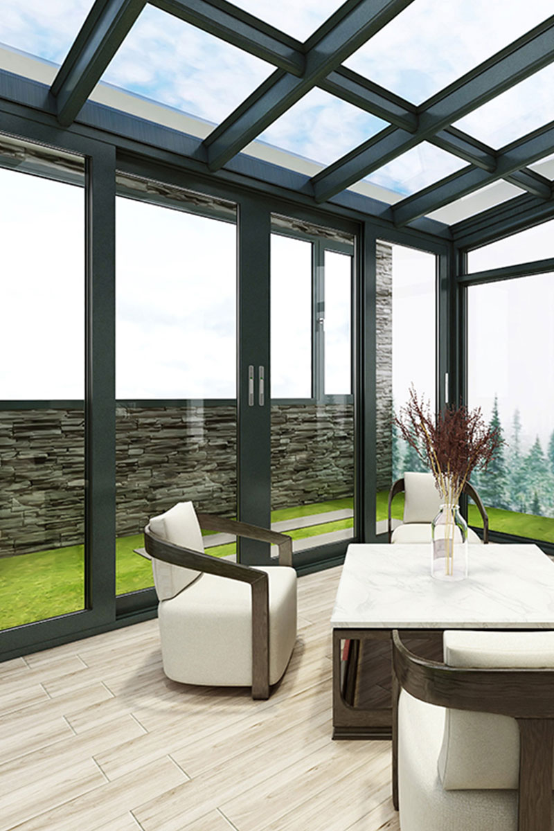 欧迪克格雷诺铝合金玻璃阳光房 别墅楼顶露台阳台玻璃阳光房定制(图5)