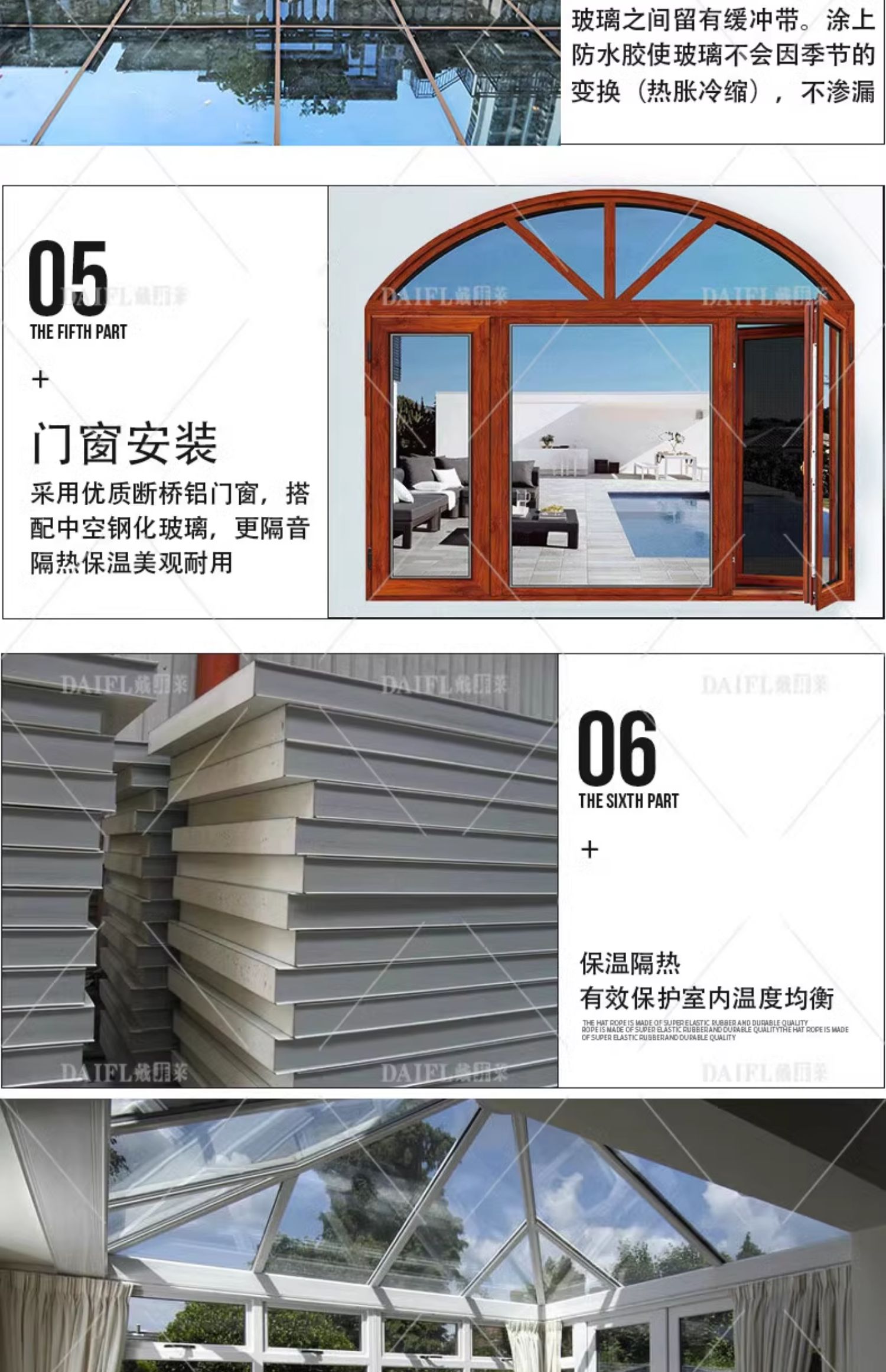 安徽私人订制阳光房铝包木门窗断桥铝钢结构中空玻璃隔音露台平台(图11)