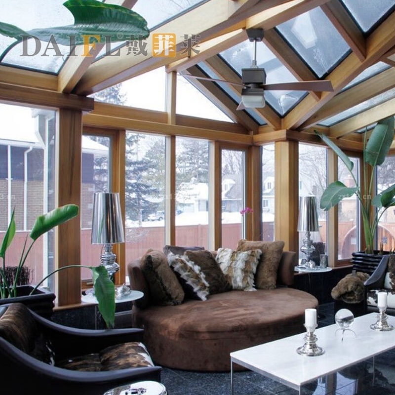 戴菲莱别墅中欧式铝包木阳光房保温隔热隔音封阳台钢结构断桥铝合(图2)