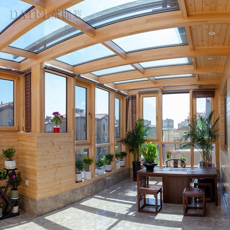 戴菲莱别墅中欧式铝包木阳光房保温隔热隔音封阳台钢结构断桥铝合(图3)