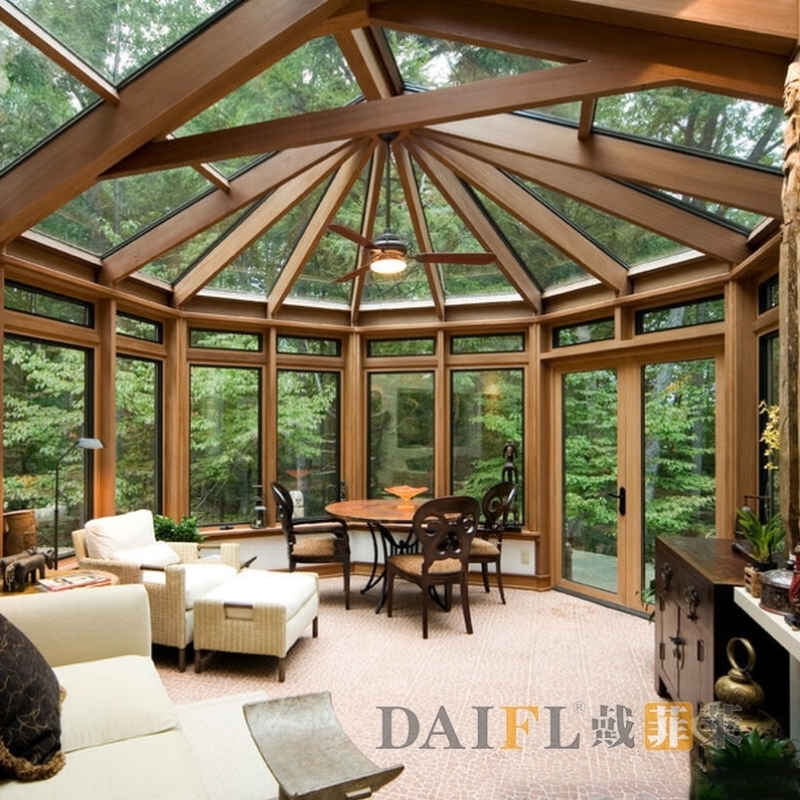戴菲莱别墅中欧式铝包木阳光房保温隔热隔音封阳台钢结构断桥铝合(图1)