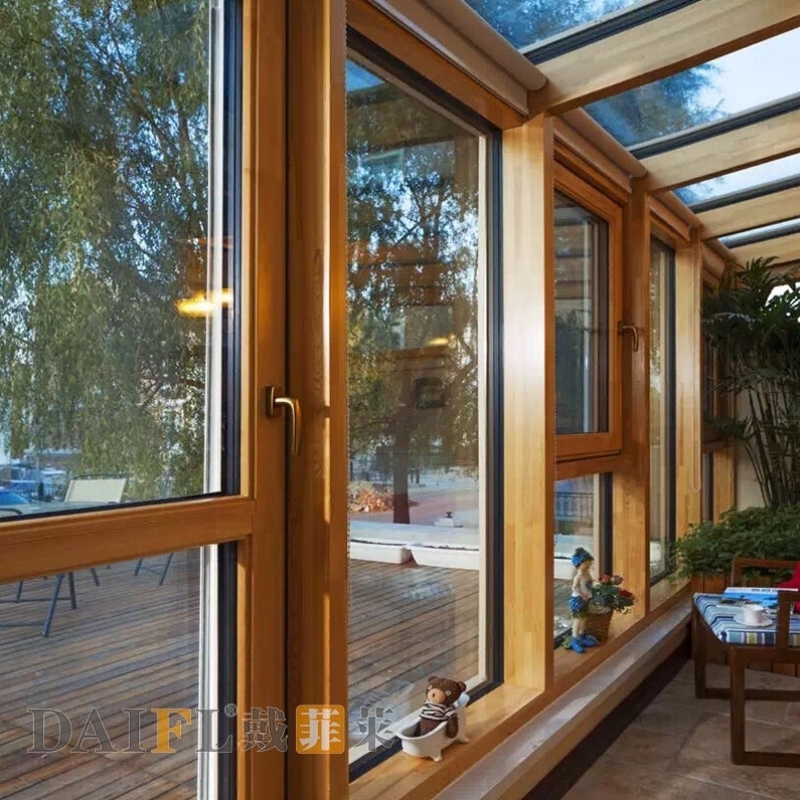戴菲莱别墅中欧式铝包木阳光房保温隔热隔音封阳台钢结构断桥铝合(图4)