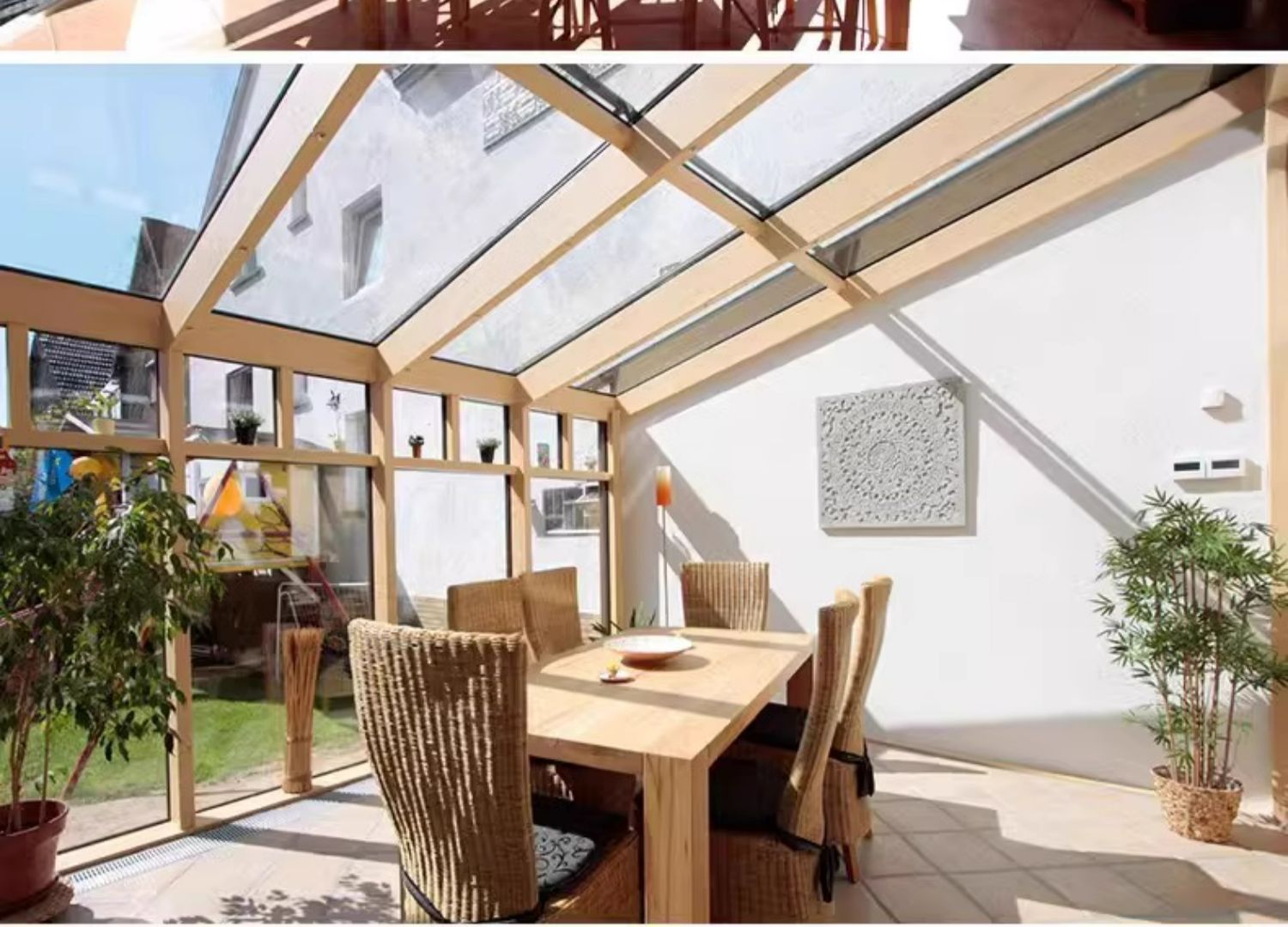 墨瑟防晒隔热阳光房遮阳铝包木阳台窗手动天窗隔音节能太阳房定制(图6)