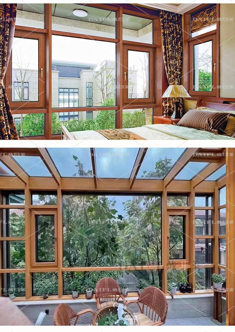 厂家直销花园露台平台复式铝包木阳光房实木门窗钢结构断桥铝合金(图19)