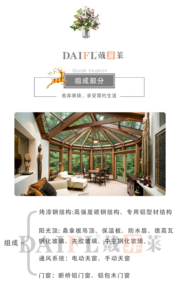 铝包木门窗别墅高端花园阳光房实木密封隔音窗铝木三层钢玻璃窗户(图9)
