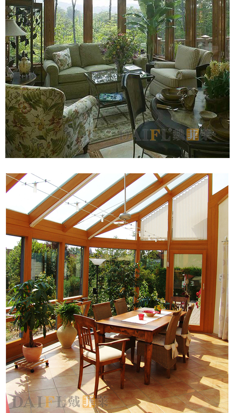 铝包木门窗别墅高端花园阳光房实木密封隔音窗铝木三层钢玻璃窗户(图14)