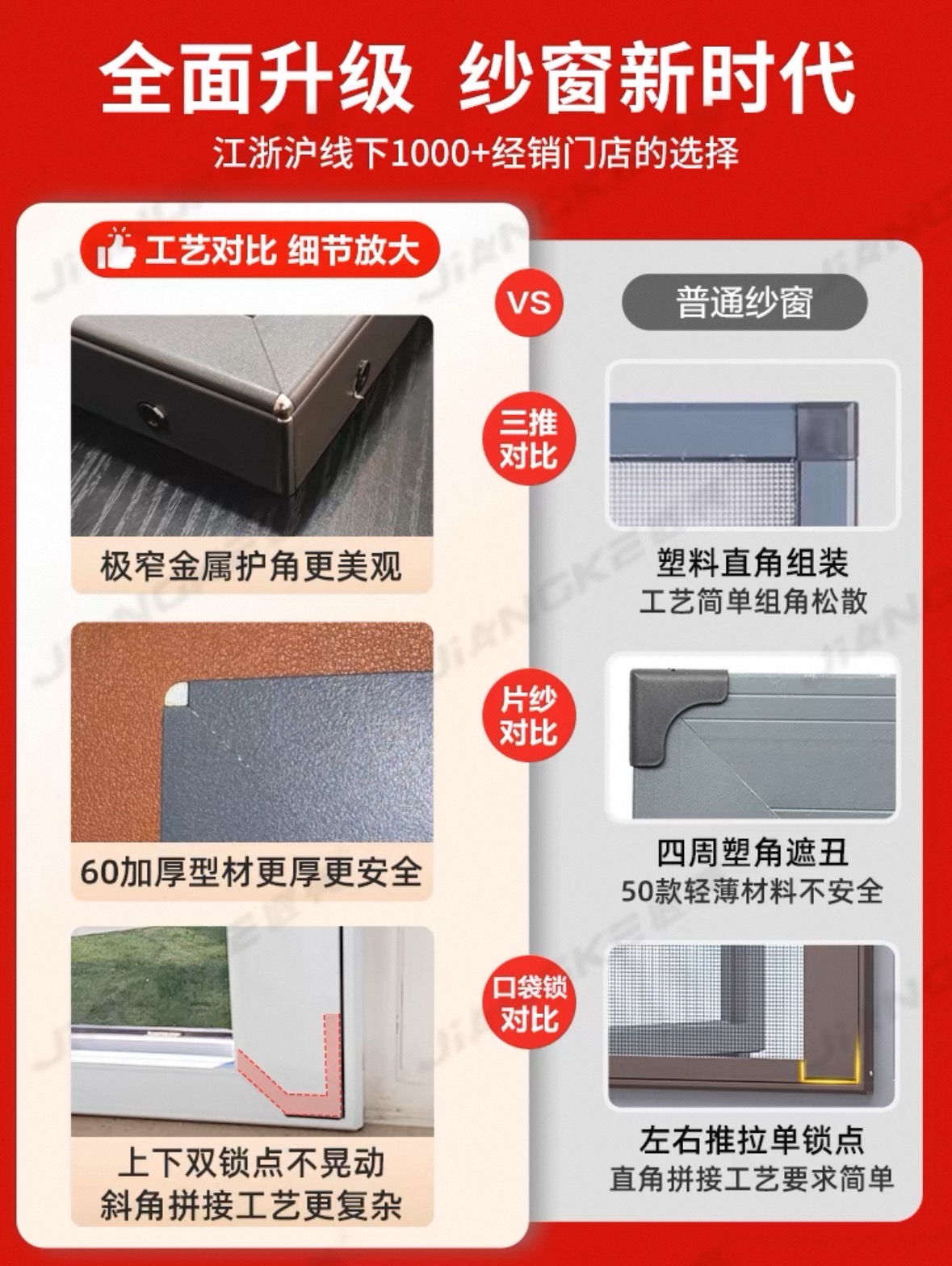 杭州纱窗上门定制纱窗隐形纱窗高透金刚网片窗推拉可拆卸本(图3)