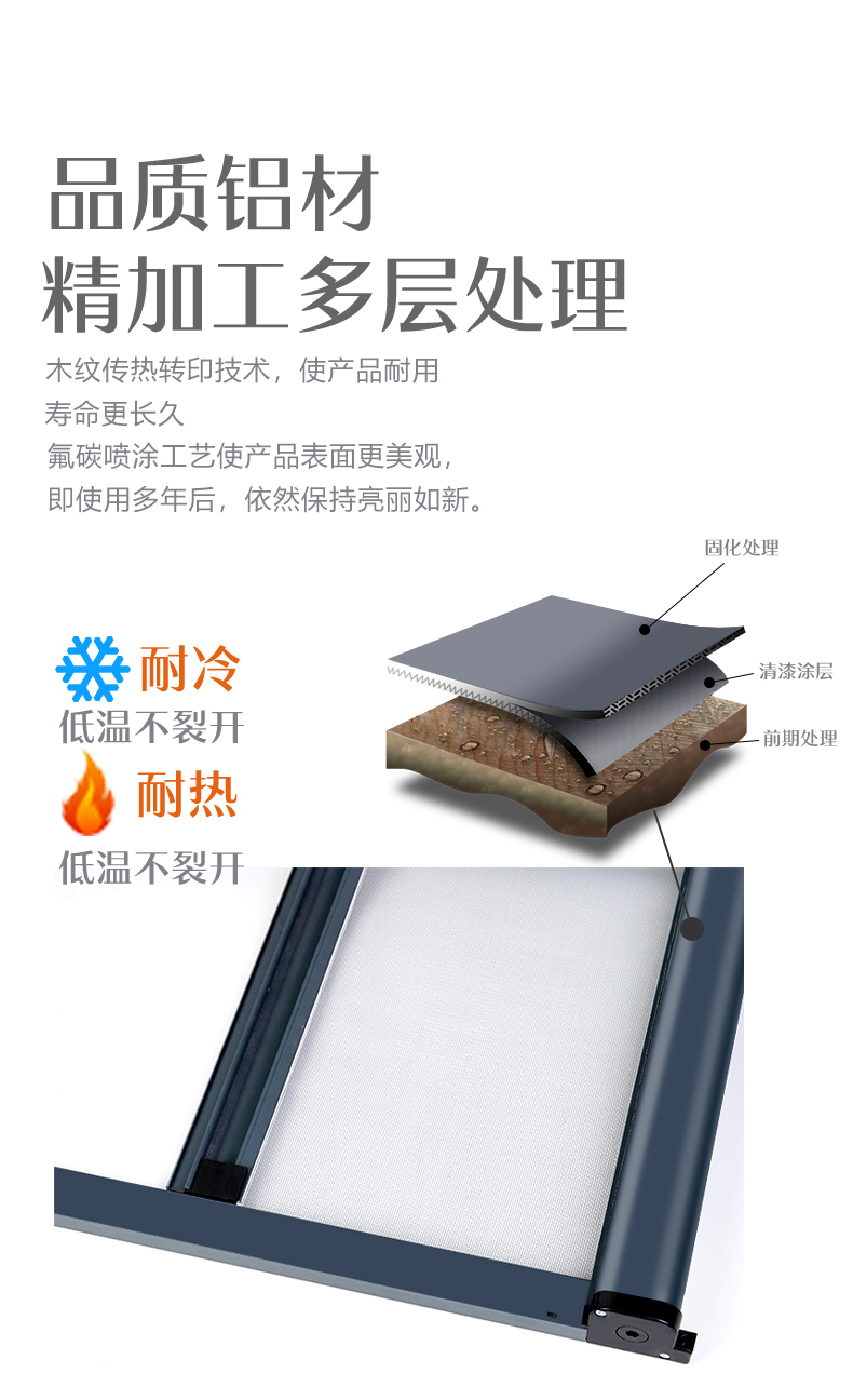 奔行铝合金隐形纱窗上下伸缩推拉式平开窗卷帘防蚊窗户沙窗网自装(图26)