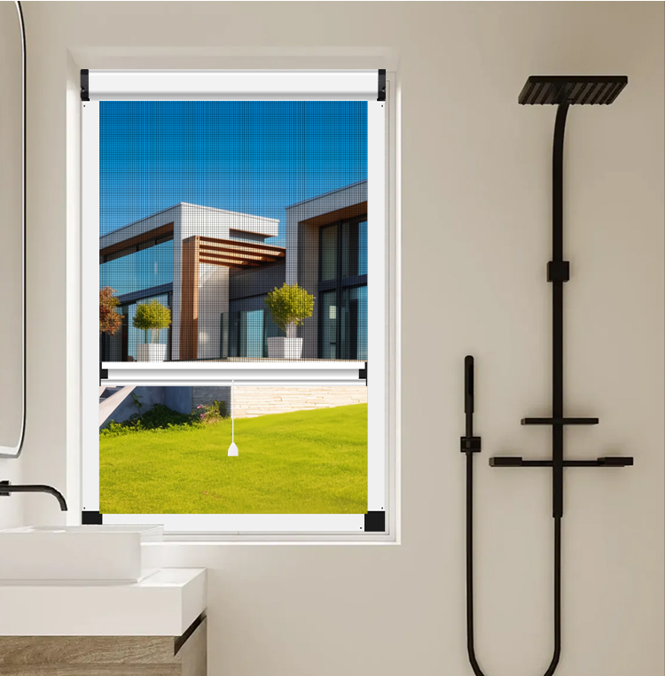 隐形纱窗伸缩推拉式回卷定制卫生间铝合金沙窗防蚊卷帘纱窗网自装(图9)