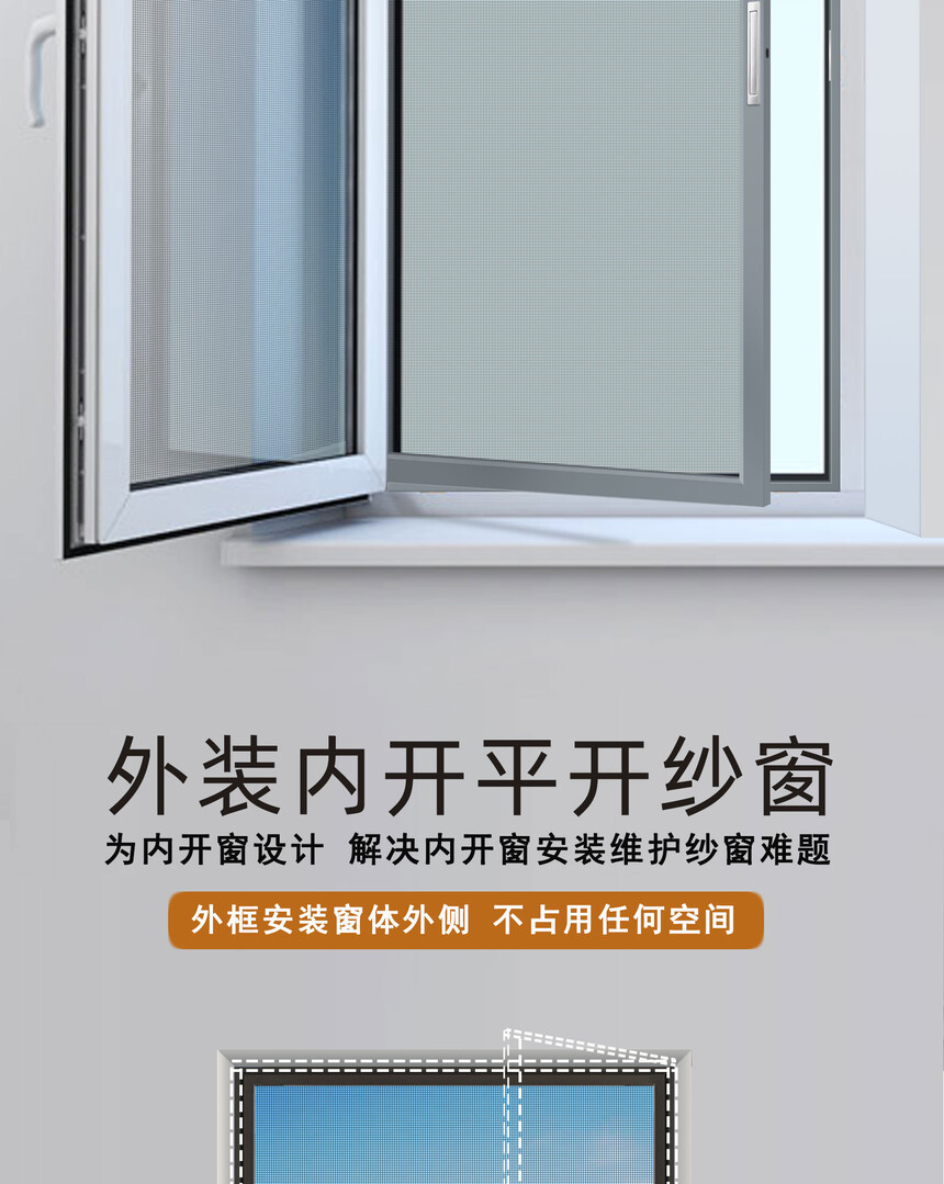 定制钜峰A1小内平开秒拆防护纱窗杭州江苏上海宁波等可以测量安装(图4)