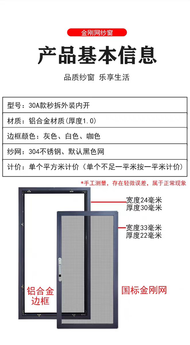 内开专用金刚网纱窗防盗防蚊防猫纱窗家用铝合金自装纱窗外装内开(图1)