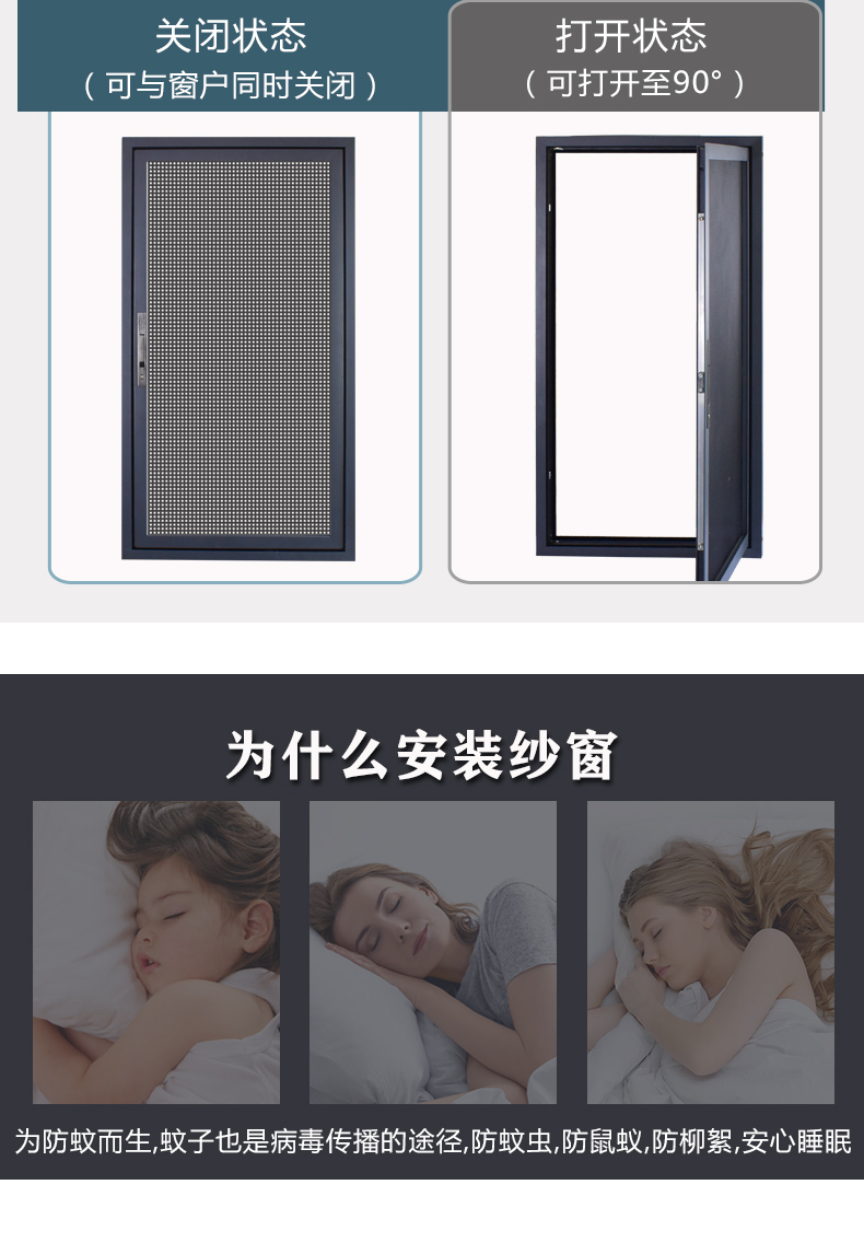 内开窗专用外装内开金刚网纱窗防蚊自装防护一体平开可拆洗金刚砂(图5)