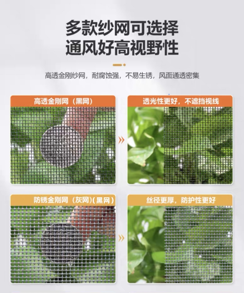 内开窗专用外装内开金刚网纱窗防蚊自装防护一体平开可拆洗金刚砂(图16)