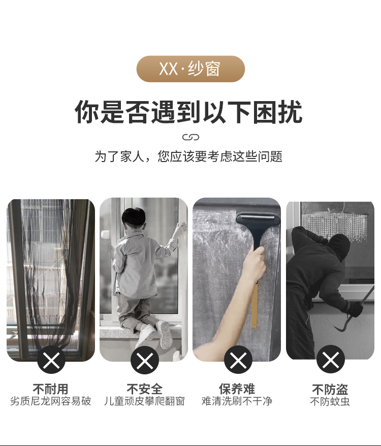自装外开窗 高清高透网带锁防蚊虫防护盗可拆洗口袋锁金刚网纱窗(图10)