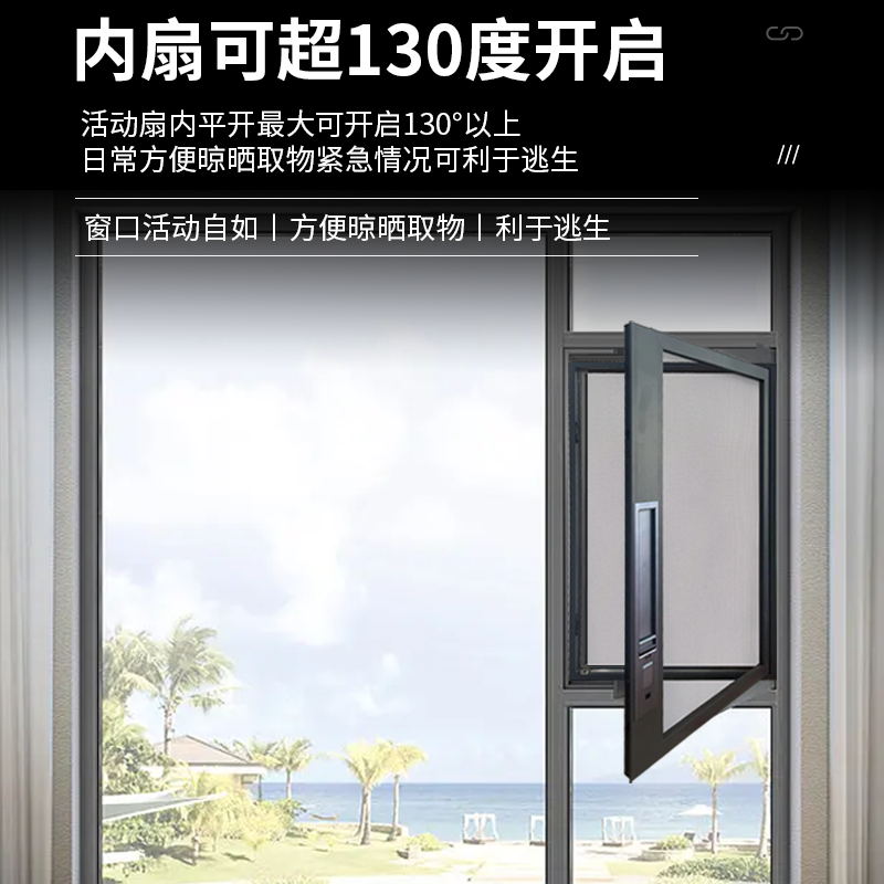 自装外开窗 高清高透网带锁防蚊虫防护盗可拆洗口袋锁金刚网纱窗(图4)