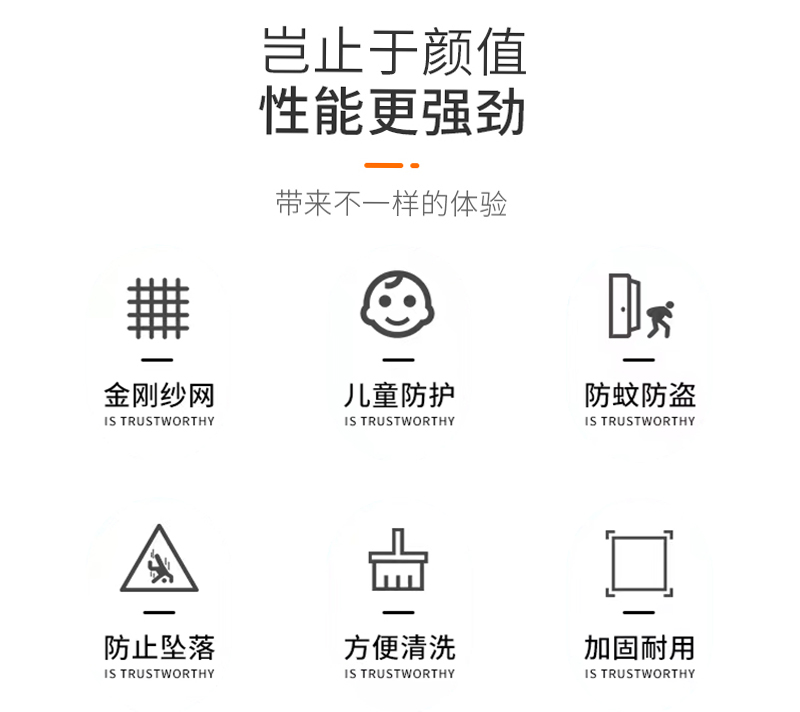 口袋纱窗网自装防盗外开窗带锁防蚊高透网平开窗可拆卸金刚网纱窗(图3)