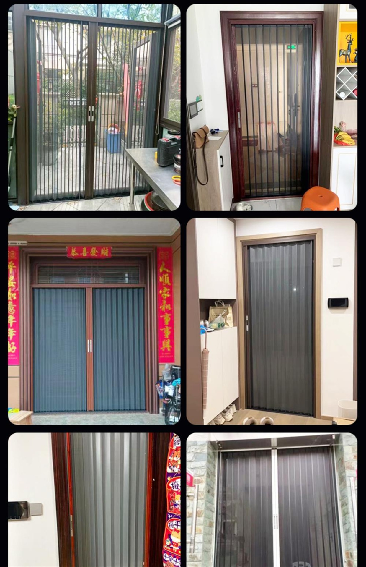 金刚网折叠推拉纱门家用加厚伸缩门隐形带防盗锁折叠铝合金门定制(图3)